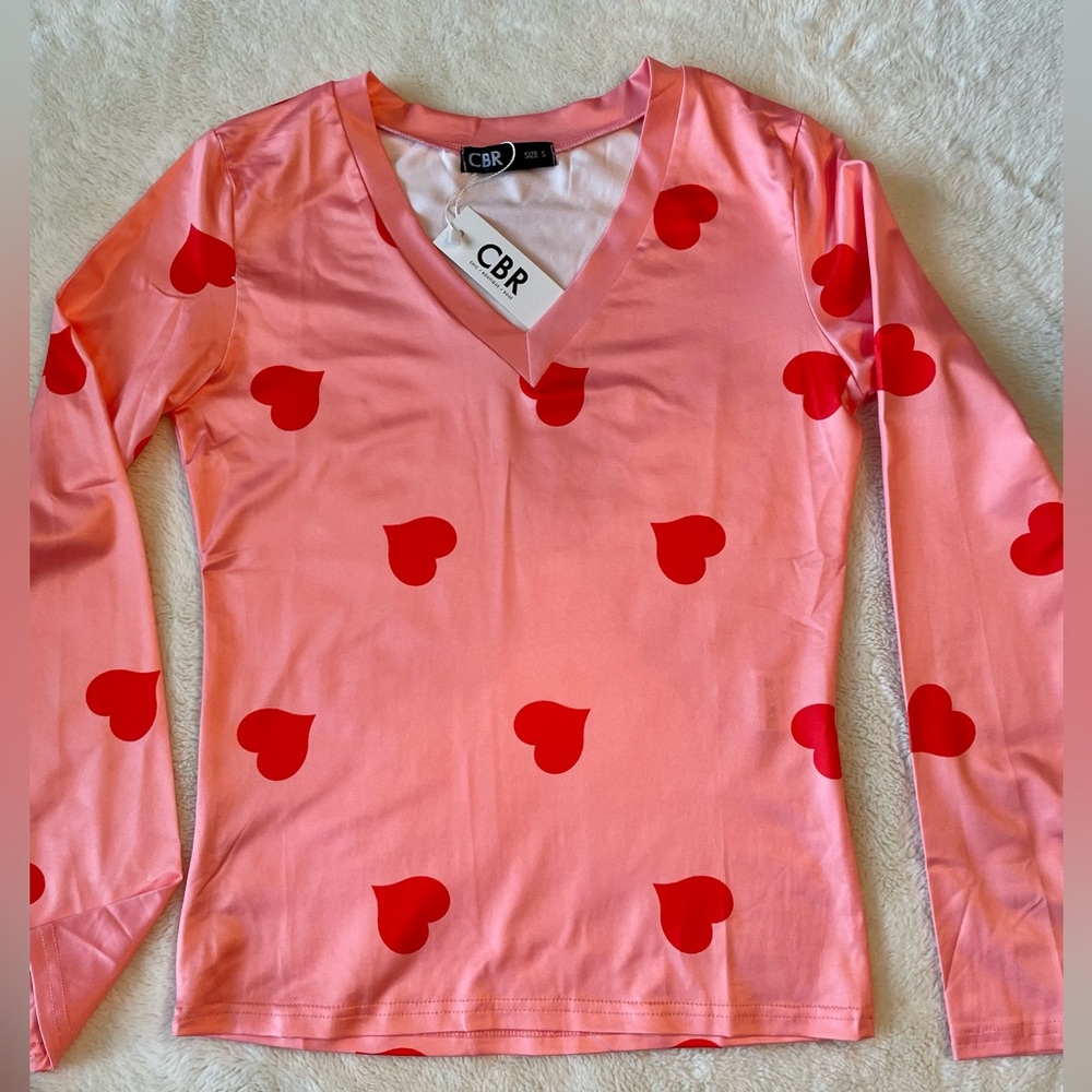 Size small pink/ long sleeve with hearts ❤️ made by CBR